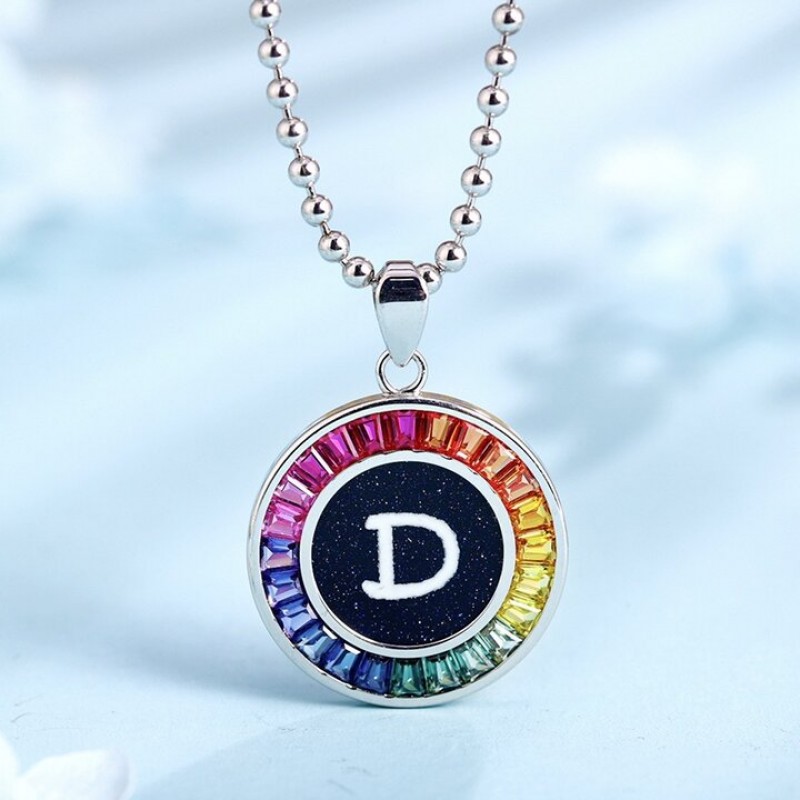 Ruif Jewelry Classic Design S925 Silver Rainbow Color Lab Grown Sapphire Pendant Necklace Gemstone Jewelry Ruif Jewelry Classic Design S925 Silver Rainbow Color Lab Grown Sapphire Pendant Necklace Gemstone Jewelry