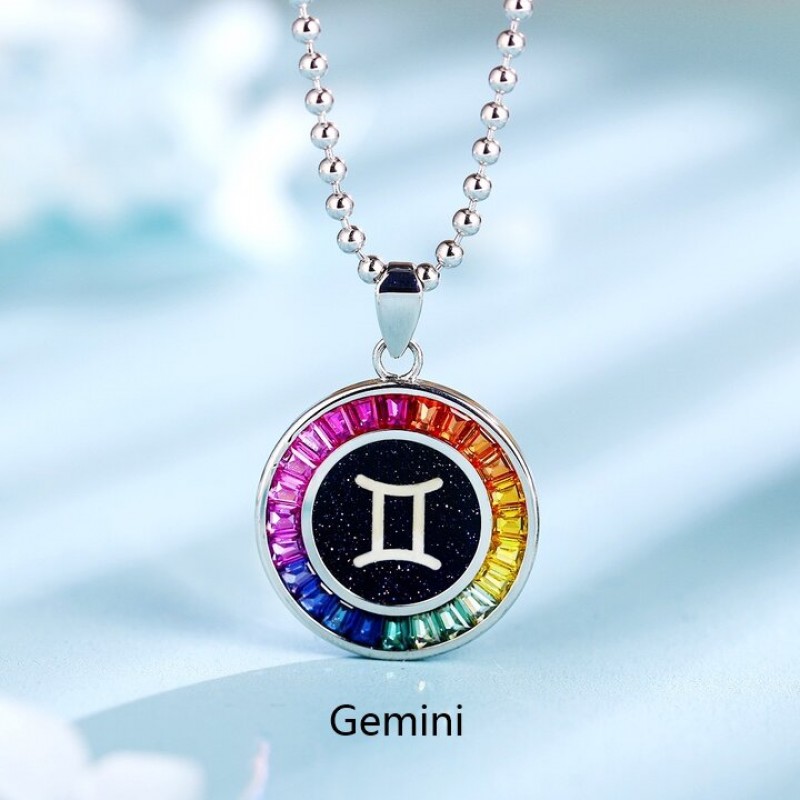 Ruif Jewelry Classic Design S925 Silver Rainbow Color Lab Grown Sapphire Pendant Necklace Gemstone Jewelry Ruif Jewelry Classic Design S925 Silver Rainbow Color Lab Grown Sapphire Pendant Necklace Gemstone Jewelry