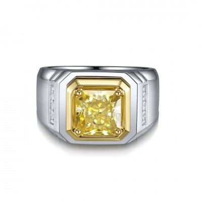 Ruif Jewelry Classic Design S925 Silver 3.0ct Champagne Color Moissanite Ring Radiant Cut Wedding Bands