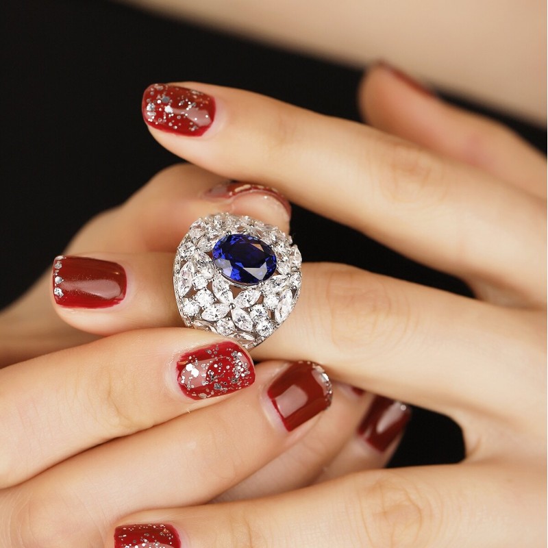 Ruif Jewelry Classic Design S925 Silver Lab Grown Ruby And Royal Blue Sapphire Ring Oval Shape Wedding Bands Ruif Jewelry Classic Design S925 Silver Lab Grown Ruby And Royal Blue Sapphire Ring Oval Shape Wedding Bands