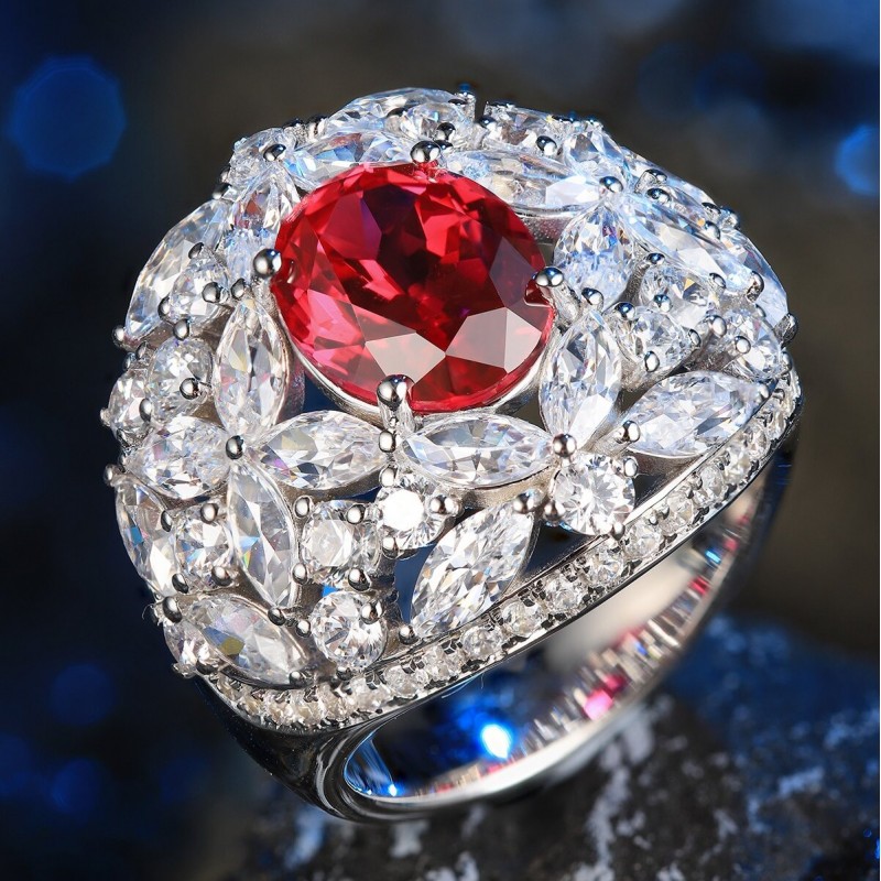 Ruif Jewelry Classic Design S925 Silver Lab Grown Ruby And Royal Blue Sapphire Ring Oval Shape Wedding Bands Ruif Jewelry Classic Design S925 Silver Lab Grown Ruby And Royal Blue Sapphire Ring Oval Shape Wedding Bands