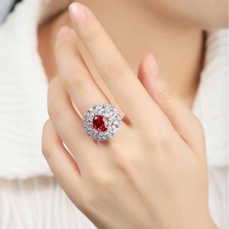 Ruif Jewelry Classic Design S925 Silver Lab Grown Ruby And Royal Blue Sapphire Ring Oval Shape Wedding Bands Ruif Jewelry Classic Design S925 Silver Lab Grown Ruby And Royal Blue Sapphire Ring Oval Shape Wedding Bands