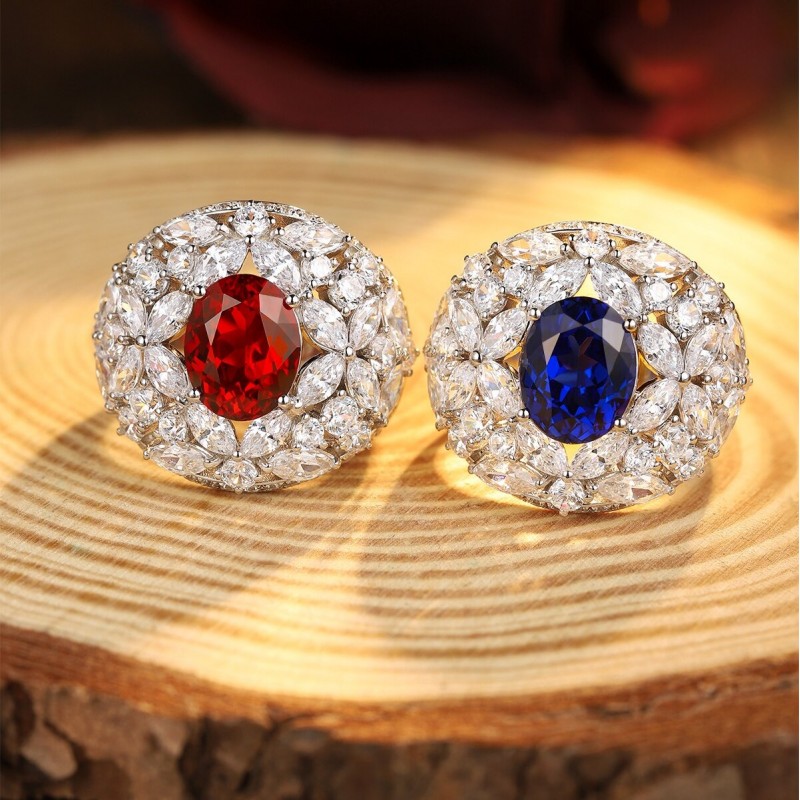 Ruif Jewelry Classic Design S925 Silver Lab Grown Ruby And Royal Blue Sapphire Ring Oval Shape Wedding Bands Ruif Jewelry Classic Design S925 Silver Lab Grown Ruby And Royal Blue Sapphire Ring Oval Shape Wedding Bands