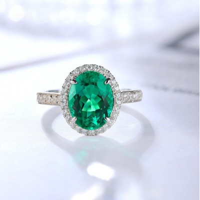 Ruif Jewelry Classic Design S925 Silver 2.59ct Lab Grown Emerald Ring Ruby And Royal Blue Sapphire Ring Wedding Bands