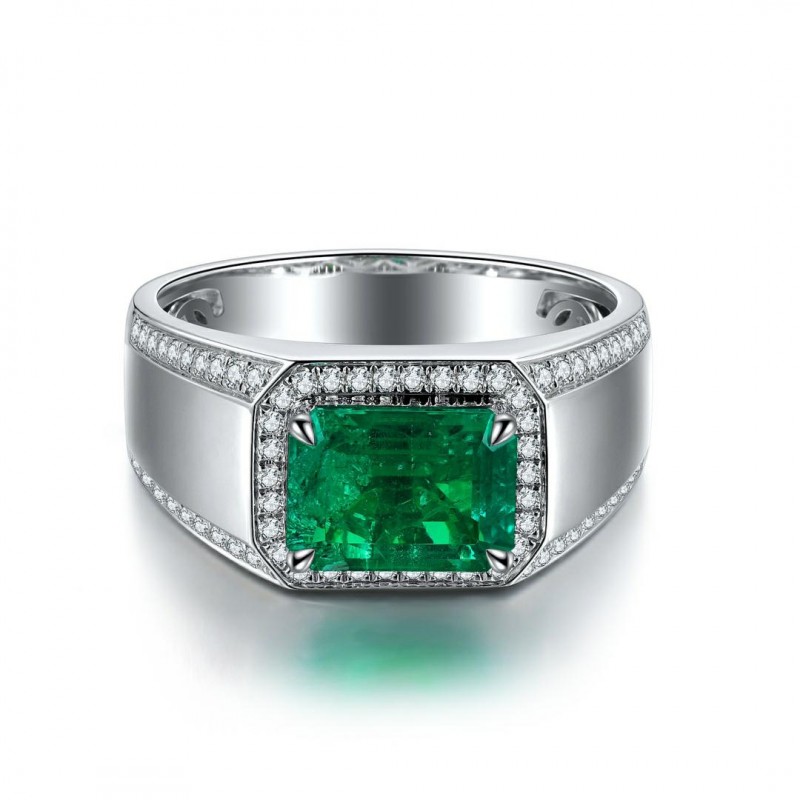 Ruif Jewelry Classic Design S925 Silver 3.0ct Lab Grown Emerald Ring Men Ring Wedding Bands Ruif Jewelry Classic Design S925 Silver 3.0ct Lab Grown Emerald Ring Men Ring Wedding Bands