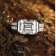 Ruif Jewelry Classic Design S925 Silver White Moissanite Ring Emerald Cut Wedding Bands