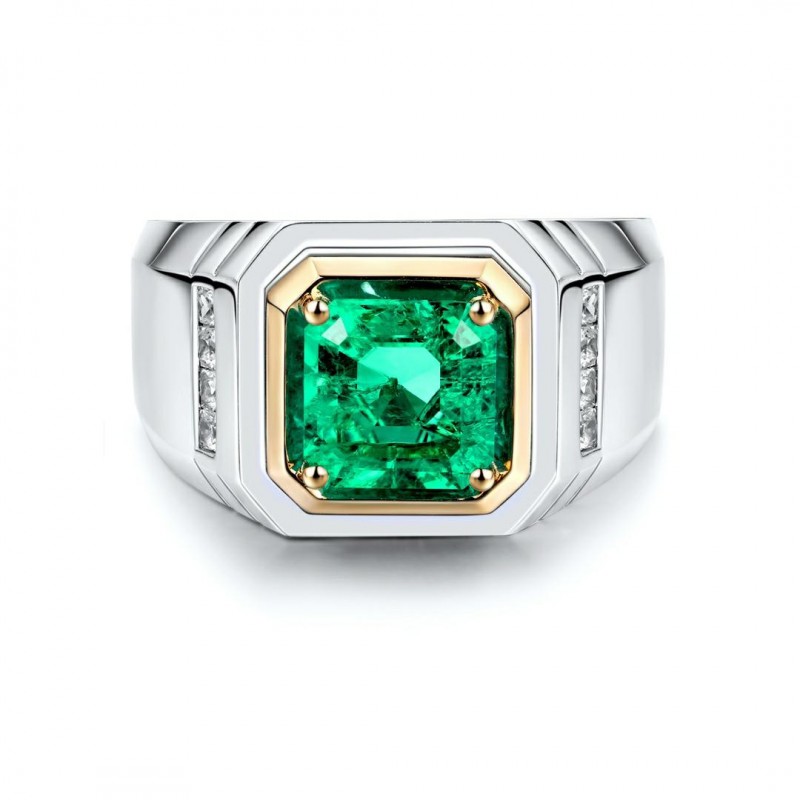 Ruif Jewelry Classic Design S925 Silver 2.31ct Lab Grown Emerald Ring Wedding Bands