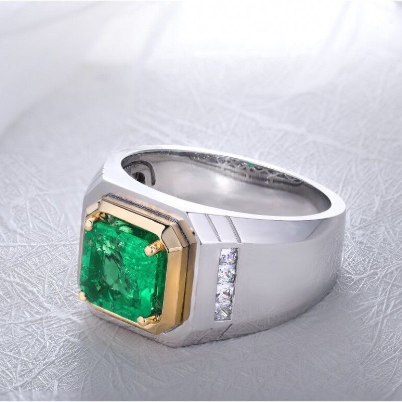 Ruif Jewelry Classic Design S925 Silver 2.31ct Lab Grown Emerald Ring Wedding Bands Ruif Jewelry Classic Design S925 Silver 2.31ct Lab Grown Emerald Ring Wedding Bands