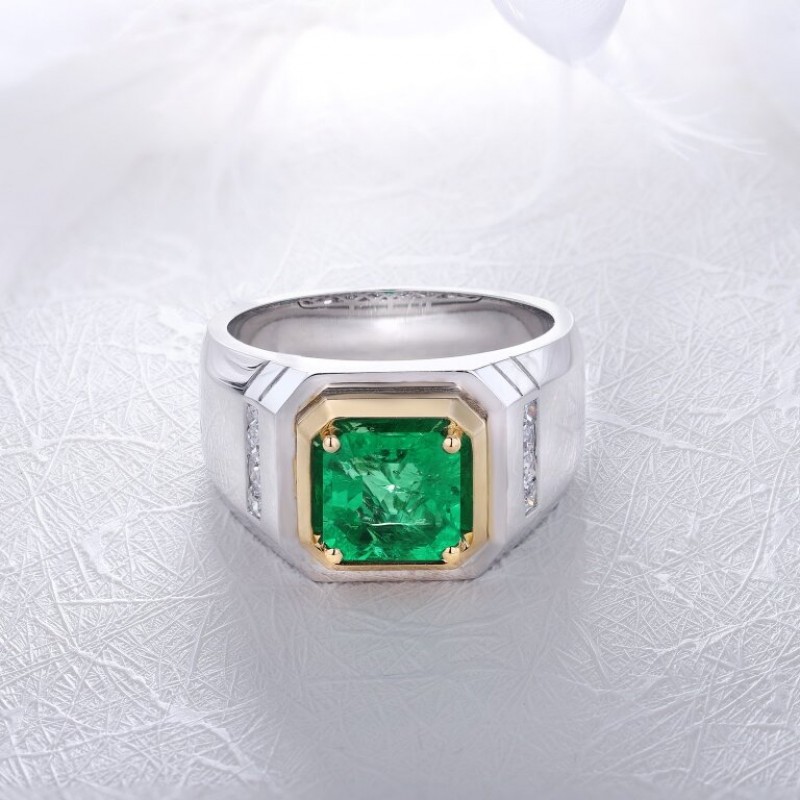 Ruif Jewelry Classic Design S925 Silver 2.31ct Lab Grown Emerald Ring Wedding Bands