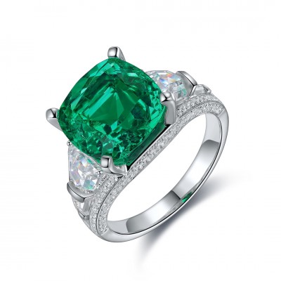 Ruif Jewelry Classic Design S925 Silver 5.1ct Lab Grown Emerald Ring Wedding Bands