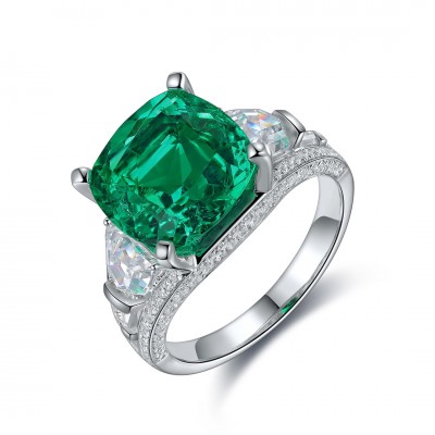 Ruif Jewelry Classic Design S925 Silver 5.42ct Lab Grown Emerald Ring Wedding Bands