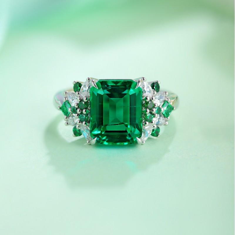 Ruif Jewelry Classic Design S925 Silver 3.05ct Lab Grown Emerald Ring Wedding Bands Ruif Jewelry Classic Design S925 Silver 3.05ct Lab Grown Emerald Ring Wedding Bands