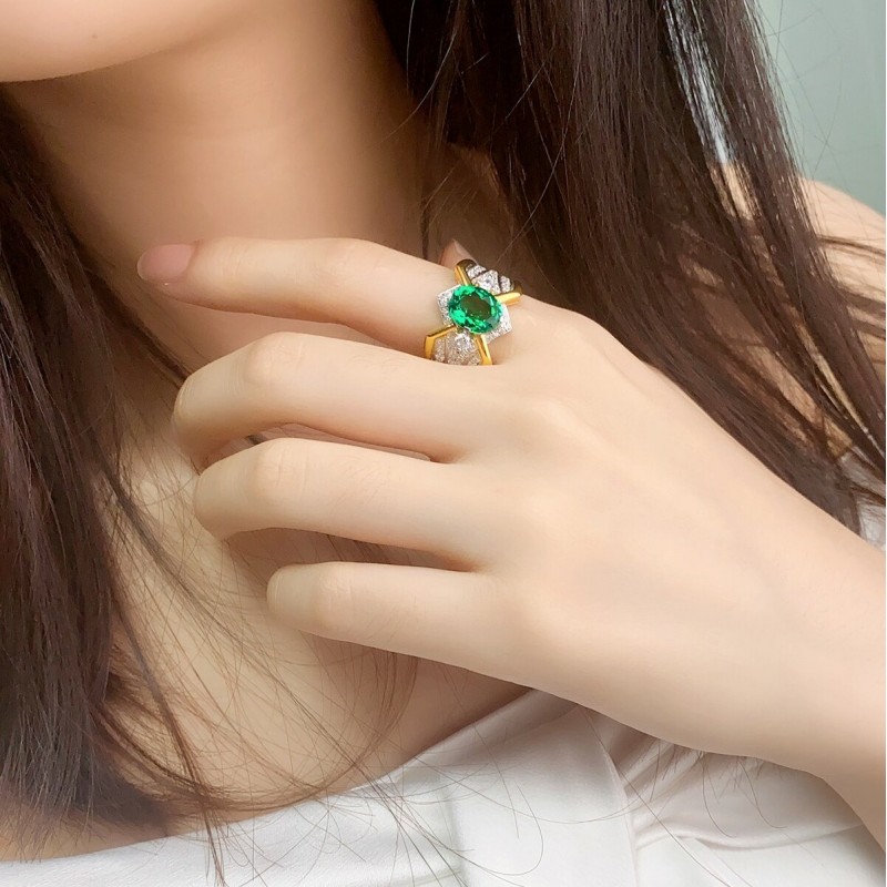 Ruif Jewelry Classic Design S925 Silver 2.51ct/3.6ct Lab Grown Emerald/Sapphire Ring Wedding Bands Ruif Jewelry Classic Design S925 Silver 2.51ct/3.6ct Lab Grown Emerald/Sapphire Ring Wedding Bands