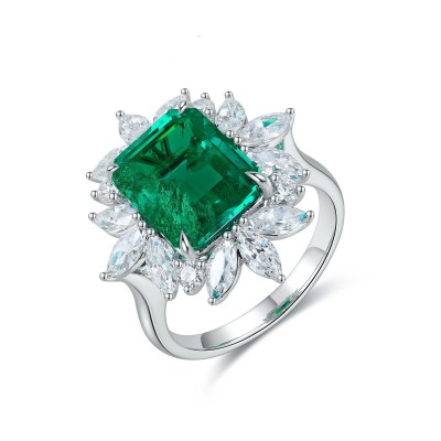 Ruif Jewelry Classic Design S925 Silver 4.61ct Lab Grown Emerald Ring Wedding Bands