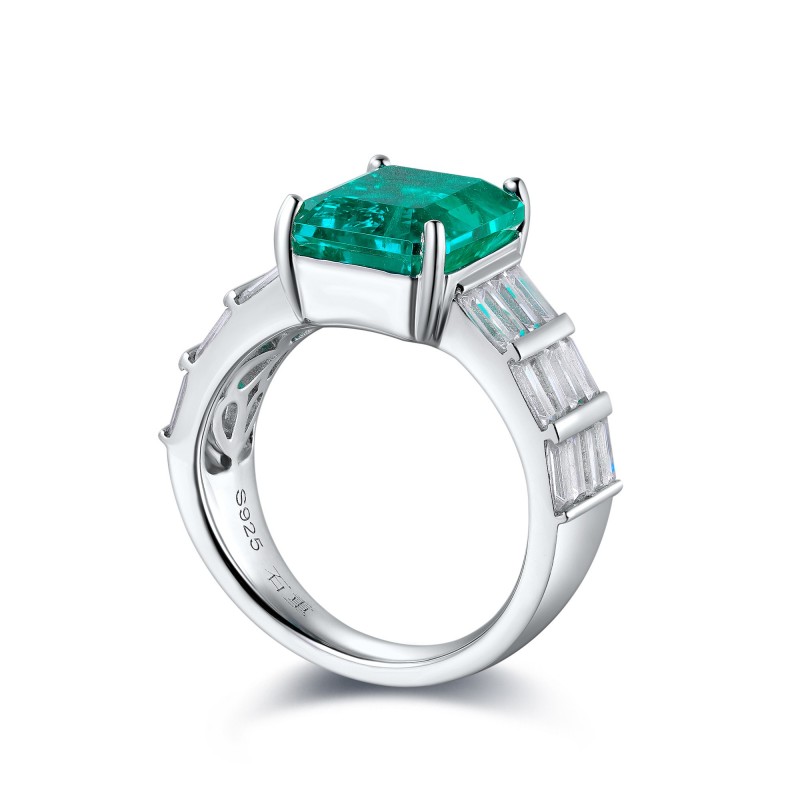 Ruif Jewelry Classic Design S925 Silver 4.26ct Lab Grown Emerald Ring Wedding Bands Ruif Jewelry Classic Design S925 Silver 4.26ct Lab Grown Emerald Ring Wedding Bands