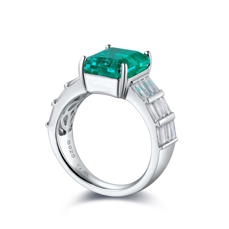 Ruif Jewelry Classic Design S925 Silver 4.26ct Lab Grown Emerald Ring Wedding Bands