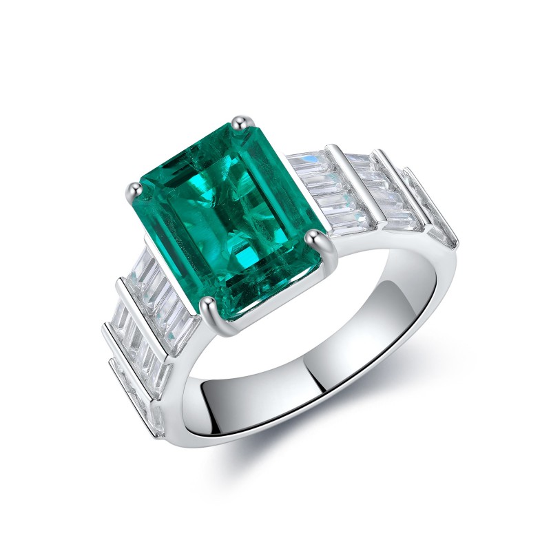 Ruif Jewelry Classic Design S925 Silver 4.26ct Lab Grown Emerald Ring Wedding Bands