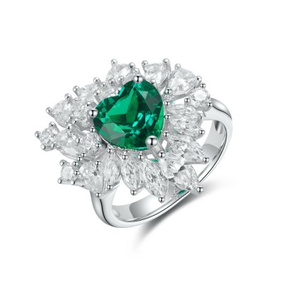 Ruif Jewelry Classic Design S925 Silver 1.84ct Lab Grown Emerald Ring Wedding Bands