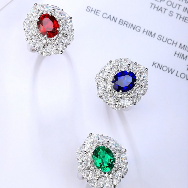 Ruif Jewelry Classic Design S925 Silver 2.55ct Lab Grown Emerald Ring Wedding Bands Ruif Jewelry Classic Design S925 Silver 2.55ct Lab Grown Emerald Ring Wedding Bands