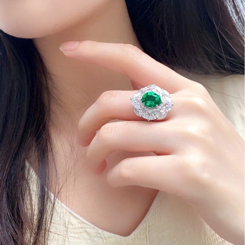 Ruif Jewelry Classic Design S925 Silver 2.55ct Lab Grown Emerald Ring Wedding Bands Ruif Jewelry Classic Design S925 Silver 2.55ct Lab Grown Emerald Ring Wedding Bands