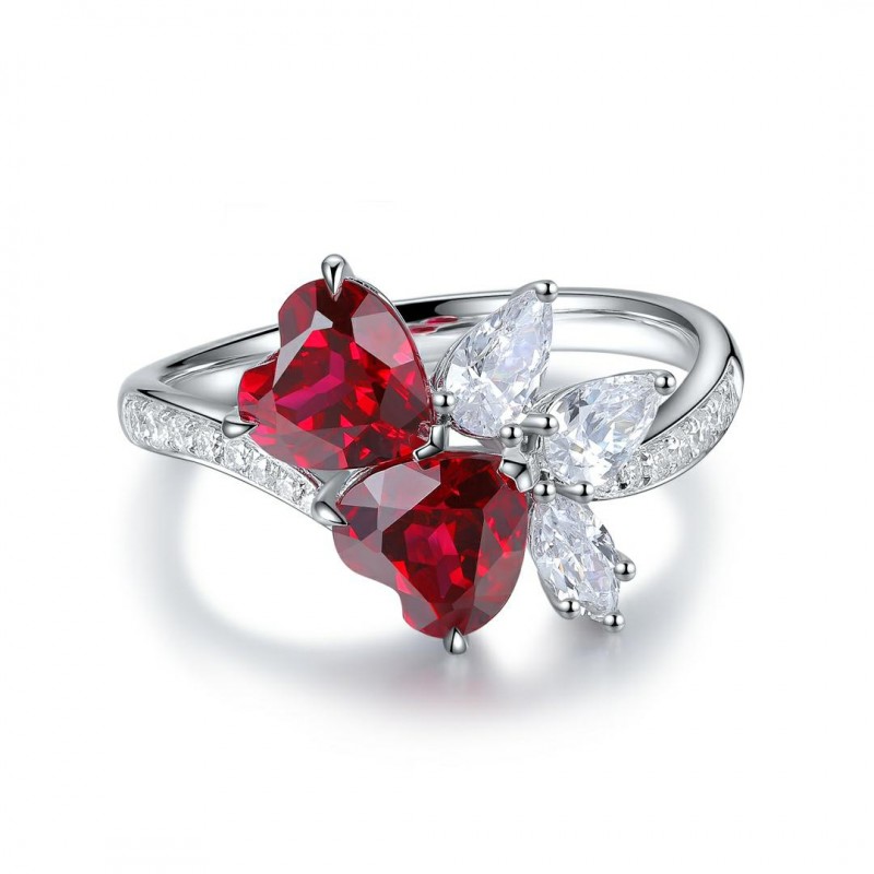 Ruif Jewelry Classic Design S925 Silver 2.36ct Lab Grown Ruby Ring Wedding Bands Ruif Jewelry Classic Design S925 Silver 2.36ct Lab Grown Ruby Ring Wedding Bands
