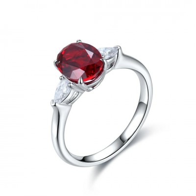 Ruif Jewelry Classic Design S925 Silver 2.12ct Lab Grown Ruby Ring Wedding Bands