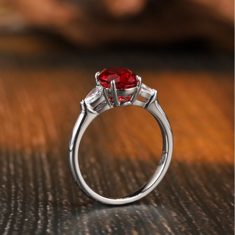 Ruif Jewelry Classic Design S925 Silver 2.12ct Lab Grown Ruby Ring Wedding Bands Ruif Jewelry Classic Design S925 Silver 2.12ct Lab Grown Ruby Ring Wedding Bands