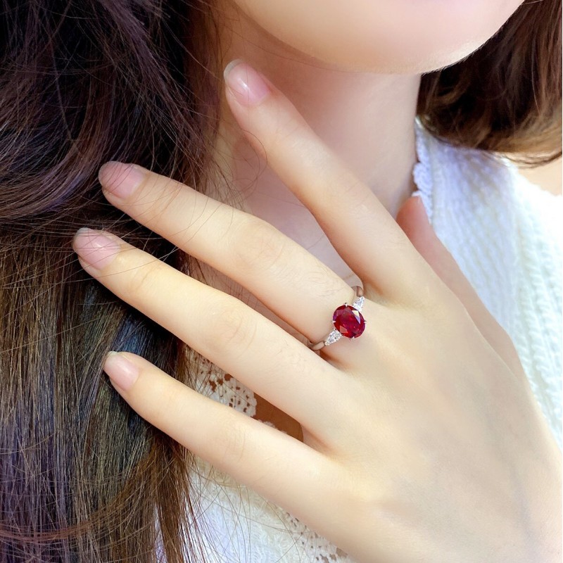 Ruif Jewelry Classic Design S925 Silver 2.12ct Lab Grown Ruby Ring Wedding Bands Ruif Jewelry Classic Design S925 Silver 2.12ct Lab Grown Ruby Ring Wedding Bands