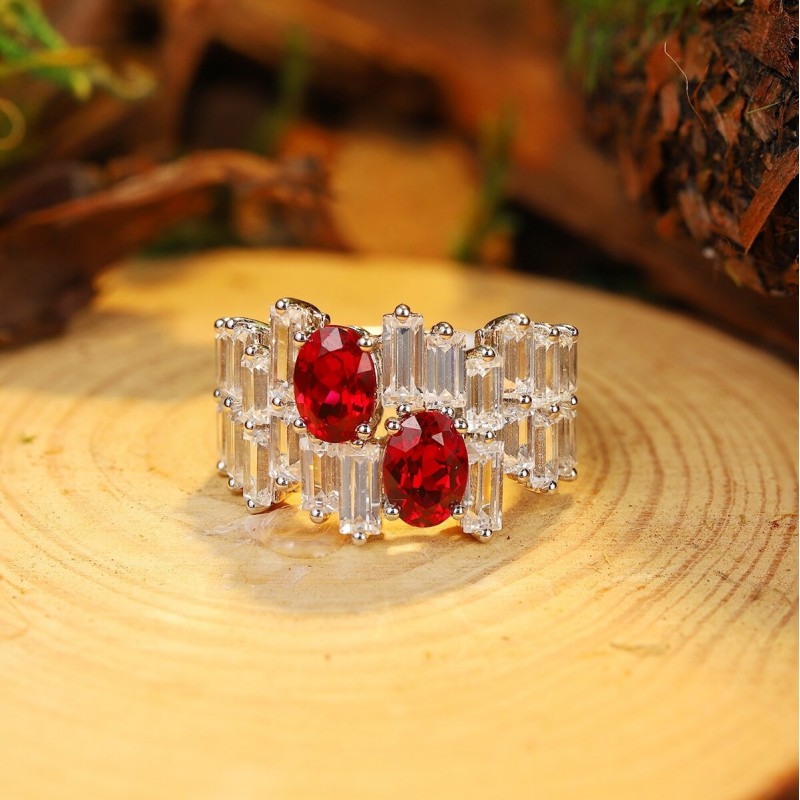 Ruif Jewelry Classic Design S925 Silver 2.22ct Lab Grown Ruby Ring Wedding Bands Ruif Jewelry Classic Design S925 Silver 2.22ct Lab Grown Ruby Ring Wedding Bands