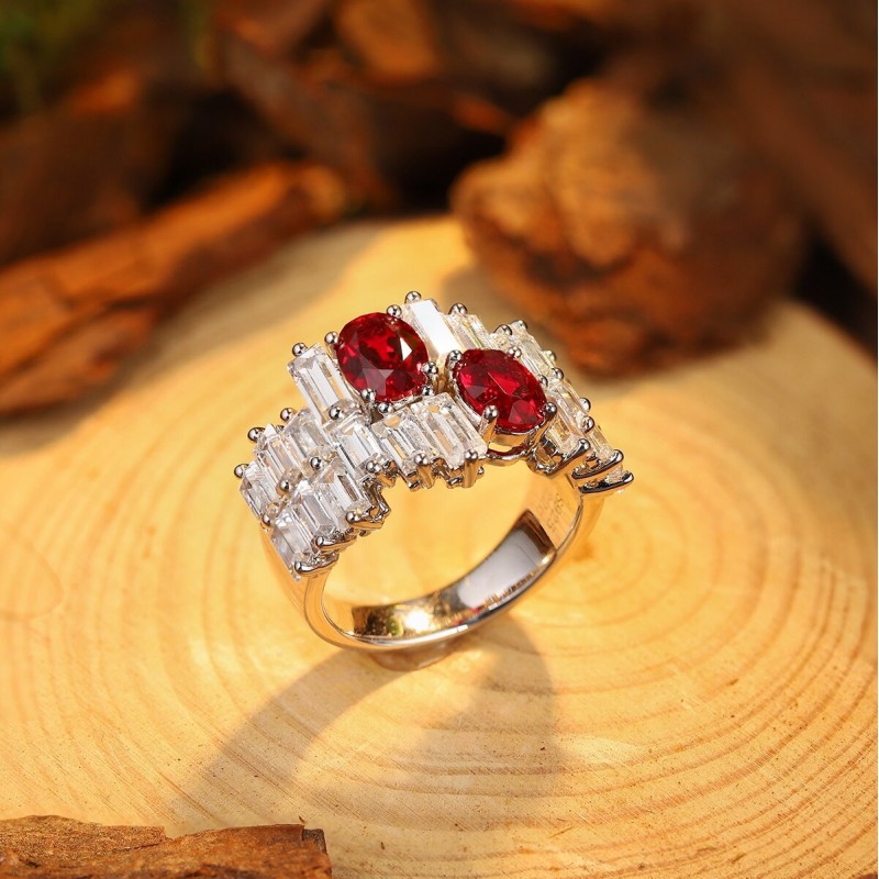 Ruif Jewelry Classic Design S925 Silver 2.22ct Lab Grown Ruby Ring Wedding Bands Ruif Jewelry Classic Design S925 Silver 2.22ct Lab Grown Ruby Ring Wedding Bands