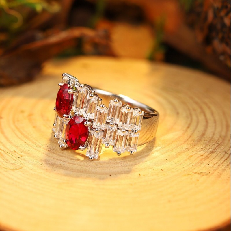 Ruif Jewelry Classic Design S925 Silver 2.22ct Lab Grown Ruby Ring Wedding Bands Ruif Jewelry Classic Design S925 Silver 2.22ct Lab Grown Ruby Ring Wedding Bands