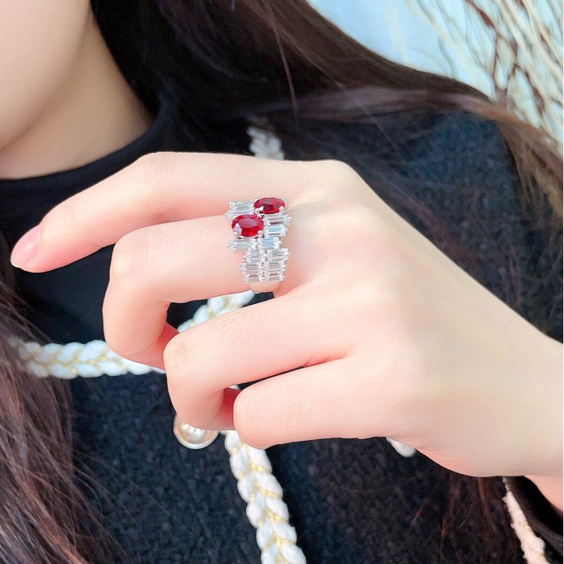 Ruif Jewelry Classic Design S925 Silver 2.22ct Lab Grown Ruby Ring Wedding Bands Ruif Jewelry Classic Design S925 Silver 2.22ct Lab Grown Ruby Ring Wedding Bands