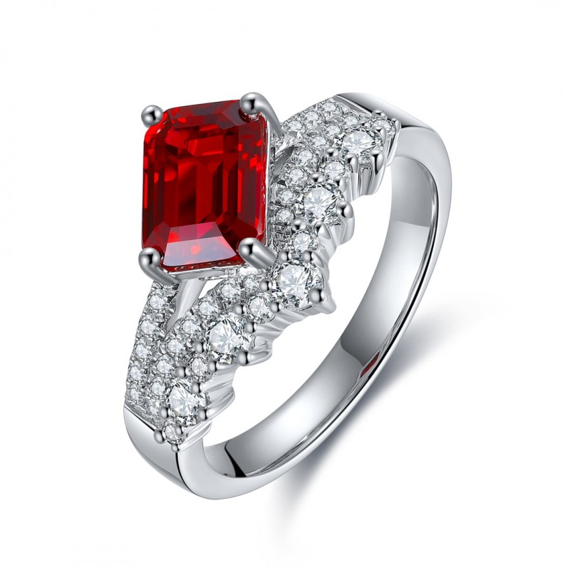 Ruif Jewelry Classic Design S925 Silver 2.06ct Lab Grown Ruby Ring Wedding Bands Ruif Jewelry Classic Design S925 Silver 2.06ct Lab Grown Ruby Ring Wedding Bands