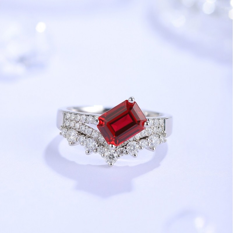 Ruif Jewelry Classic Design S925 Silver 2.06ct Lab Grown Ruby Ring Wedding Bands Ruif Jewelry Classic Design S925 Silver 2.06ct Lab Grown Ruby Ring Wedding Bands