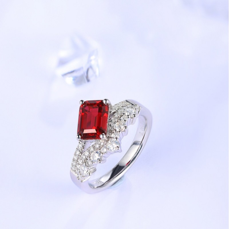 Ruif Jewelry Classic Design S925 Silver 2.06ct Lab Grown Ruby Ring Wedding Bands Ruif Jewelry Classic Design S925 Silver 2.06ct Lab Grown Ruby Ring Wedding Bands