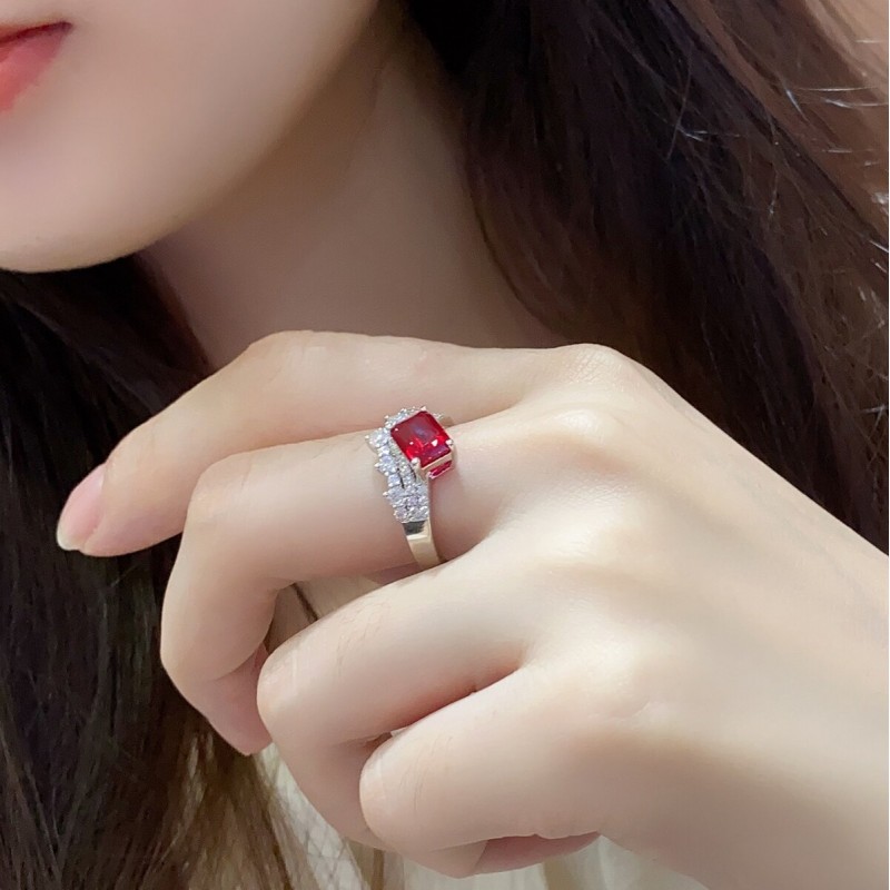 Ruif Jewelry Classic Design S925 Silver 2.06ct Lab Grown Ruby Ring Wedding Bands Ruif Jewelry Classic Design S925 Silver 2.06ct Lab Grown Ruby Ring Wedding Bands