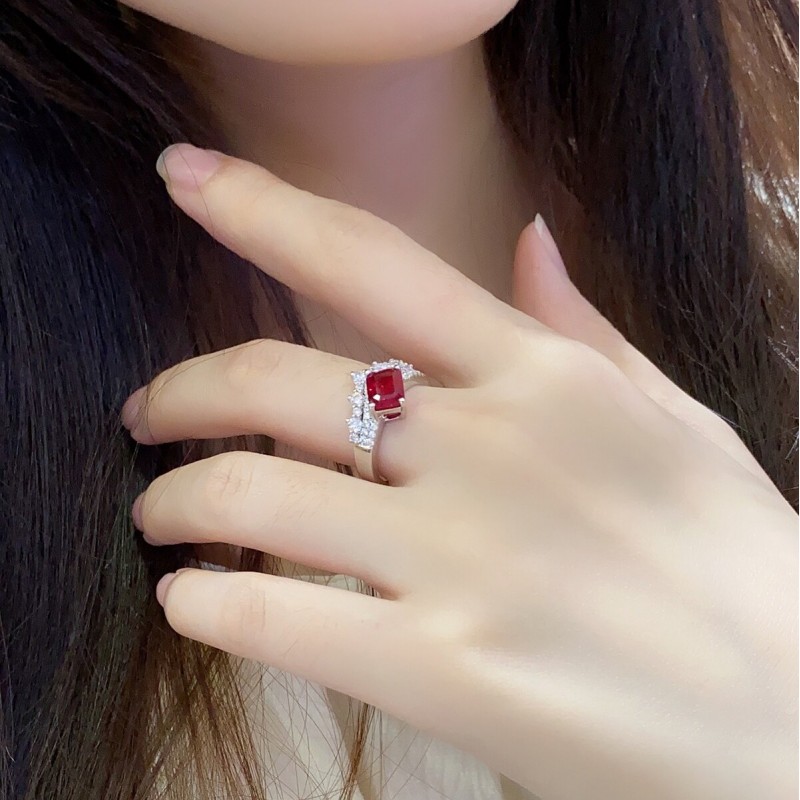 Ruif Jewelry Classic Design S925 Silver 2.06ct Lab Grown Ruby Ring Wedding Bands Ruif Jewelry Classic Design S925 Silver 2.06ct Lab Grown Ruby Ring Wedding Bands
