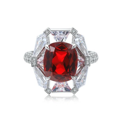 Ruif Jewelry Classic Design S925 Silver 5.065ct Lab Grown Ruby Ring Wedding Bands