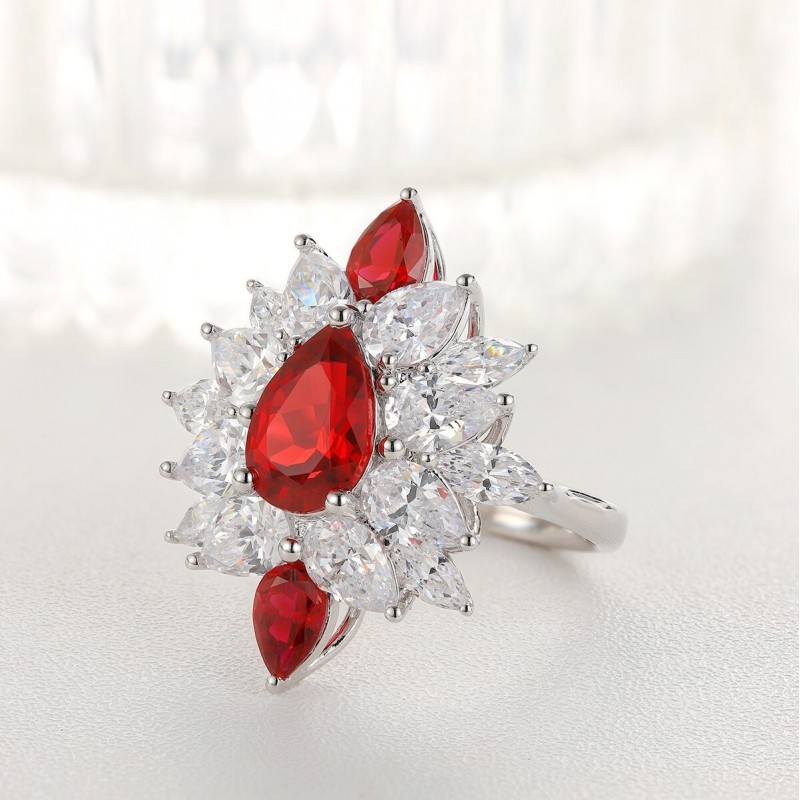 Ruif Jewelry Classic Design S925 Silver 3.2ct Lab Grown Ruby Ring Wedding Bands Ruif Jewelry Classic Design S925 Silver 3.2ct Lab Grown Ruby Ring Wedding Bands