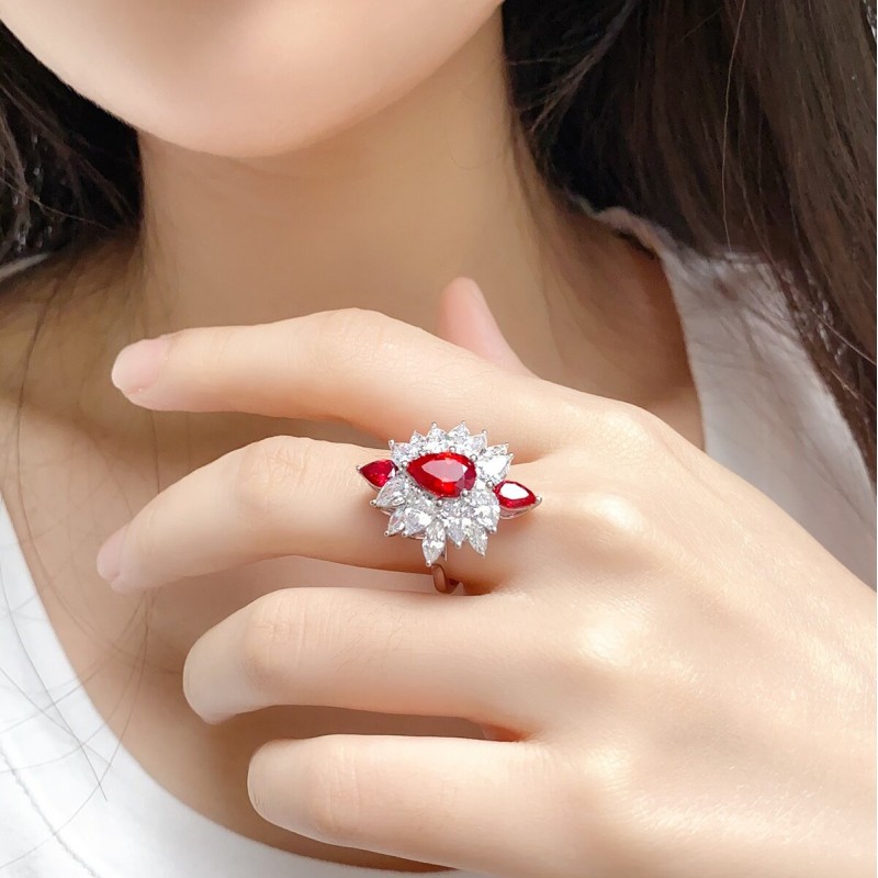 Ruif Jewelry Classic Design S925 Silver 3.2ct Lab Grown Ruby Ring Wedding Bands Ruif Jewelry Classic Design S925 Silver 3.2ct Lab Grown Ruby Ring Wedding Bands