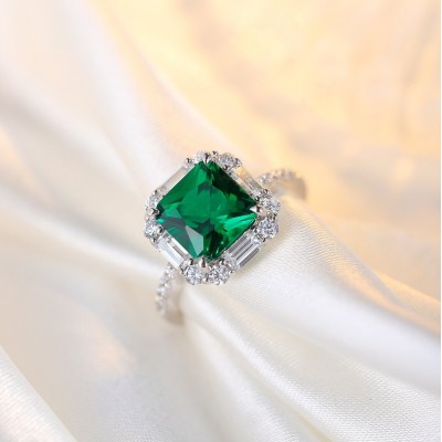 Ruif Jewelry Classic Design S925 Silver 2.11ct Lab Grown Emerald Ring  Royal Blue Sapphire Ruby Asscher Cut Gemstone Jewelry Wedding Bands