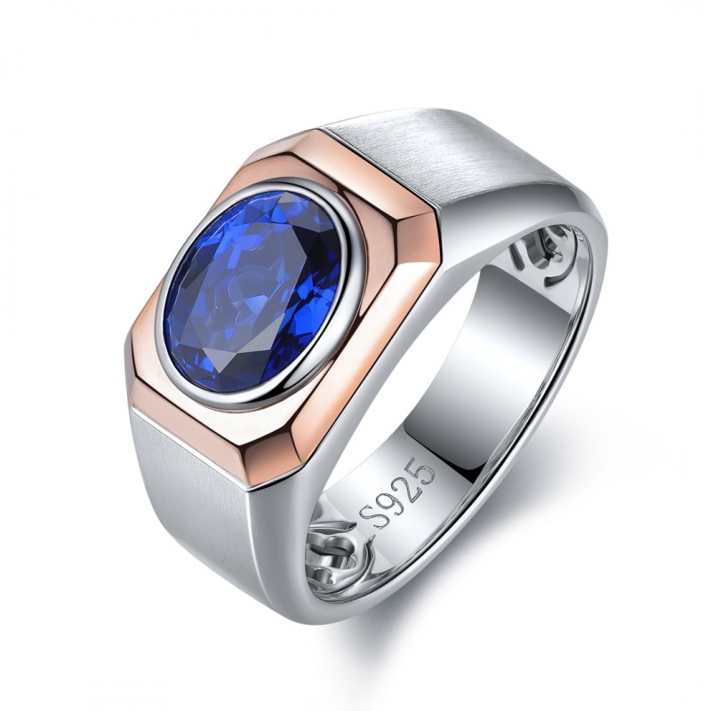 Ruif Jewelry Classic Design S925 Silver 2.64ct Lab Grown Sapphire Ring Wedding Bands
