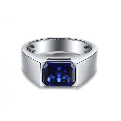 Ruif Jewelry Classic Design S925 Silver 3.51ct Lab Grown Sapphire Ring Wedding Bands Men's ring