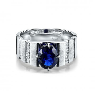 Ruif Jewelry Classic Design S925 Silver 2.47ct Lab Grown Sapphire Ring Wedding Bands Men's ring