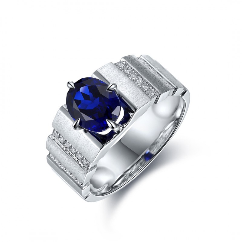 Ruif Jewelry Classic Design S925 Silver 2.47ct Lab Grown Sapphire Ring Wedding Bands Men's ring Ruif Jewelry Classic Design S925 Silver 2.47ct Lab Grown Sapphire Ring Wedding Bands Men's ring