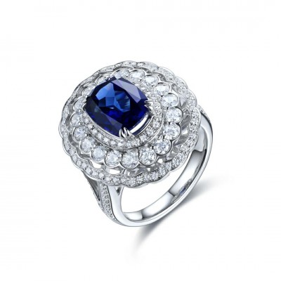 Ruif Jewelry Classic Design S925 Silver 4.005ct Lab Grown Sapphire Ring Wedding Bands ring