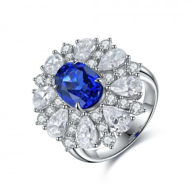 Ruif Jewelry Classic Design S925 Silver 3.26ct Lab Grown Sapphire Ring Wedding Bands ring
