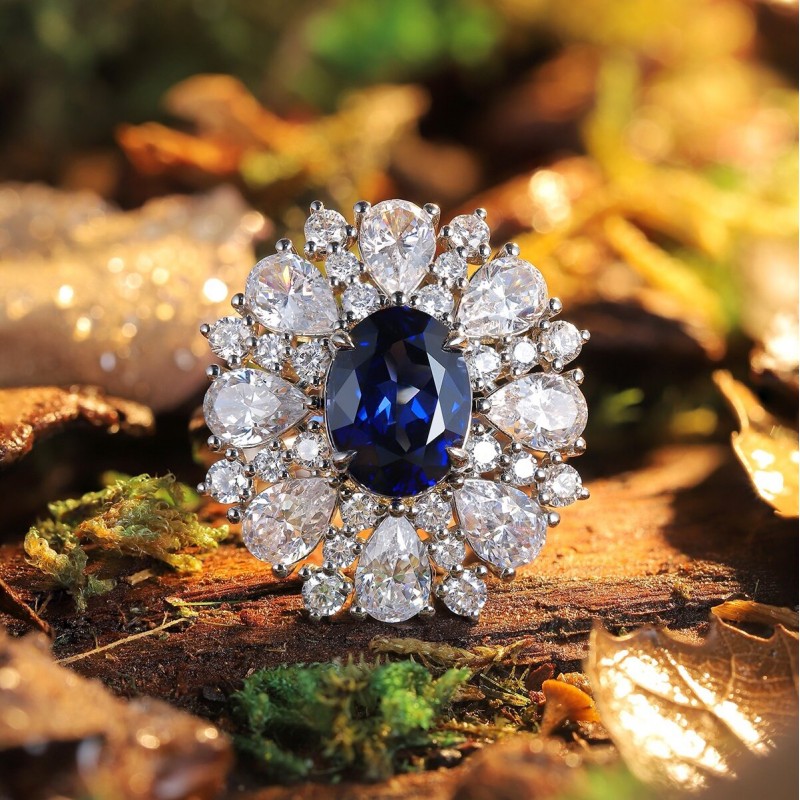 Ruif Jewelry Classic Design S925 Silver 3.26ct Lab Grown Sapphire Ring Wedding Bands ring