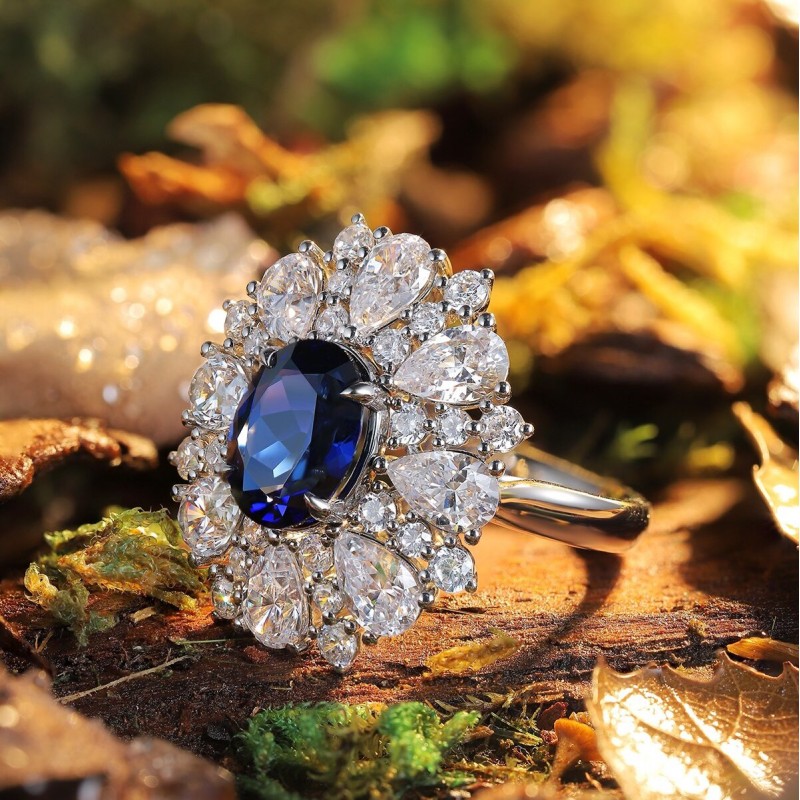 Ruif Jewelry Classic Design S925 Silver 3.26ct Lab Grown Sapphire Ring Wedding Bands ring