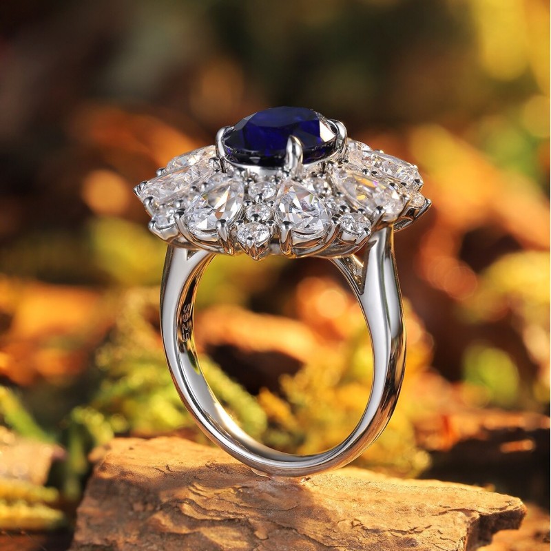 Ruif Jewelry Classic Design S925 Silver 3.26ct Lab Grown Sapphire Ring Wedding Bands ring